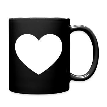 white heart white gift valentine's day - Full Colour Mug - black - Right