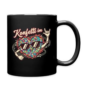 Konfetti im Herzen - Lustiges Geschenk - Tasse einfarbig - Schwarz - Rechts