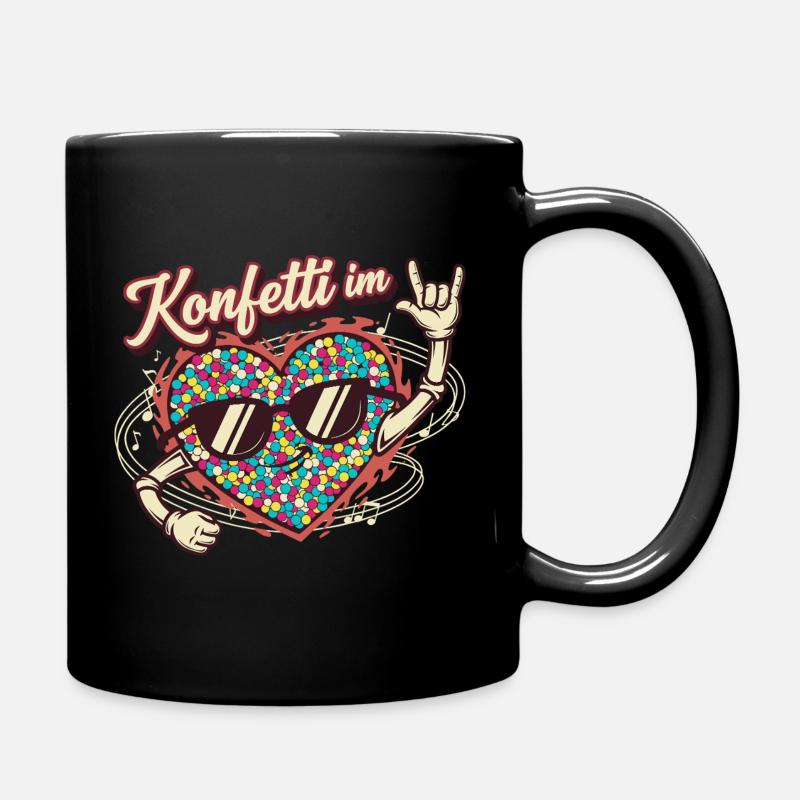 Konfetti im Herzen - Lustiges Geschenk - Tasse einfarbig - Schwarz