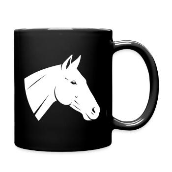 Pferd Kopf Logo Minimalistisch Vektor - Tasse einfarbig - Schwarz - Rechts