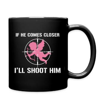 Anti-Valentine's Day – Cupid in the Crosshairs - Full Colour Mug - black - Right