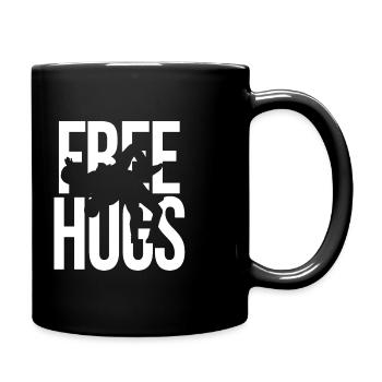 Free Hugs Wrestling – Funny MMA Grappling Gear - Full Colour Mug - black - Right