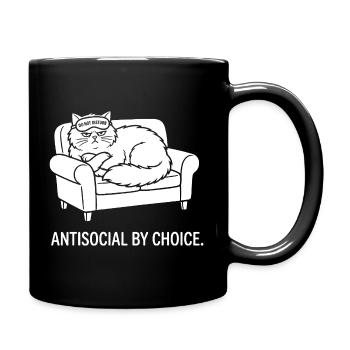 Antisocial by Choice Katze Geschenk - Tasse einfarbig - Schwarz - Rechts