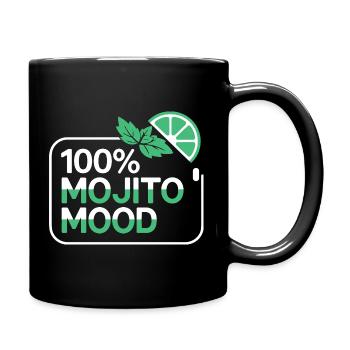 100% Mojito Mood Summer Cocktail Party Lime Mint - Full Colour Mug - black - Right