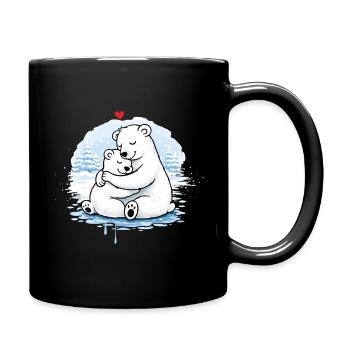 Cuddling polar bears in winter – a loving motif - Full Colour Mug - black - Right