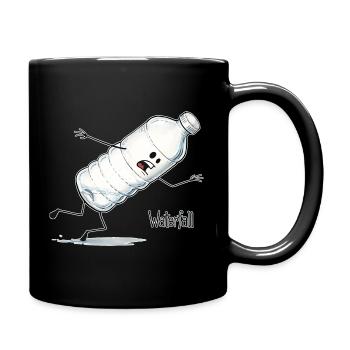 Cascade – Dessin animé de la bouteille d’eau qui tombe - Mug uni - noir - Droite