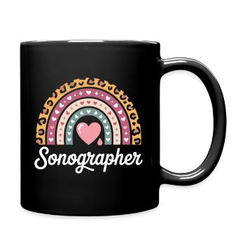Herz Regenbogen Sonografie Motiv - Tasse einfarbig - Schwarz - Rechts