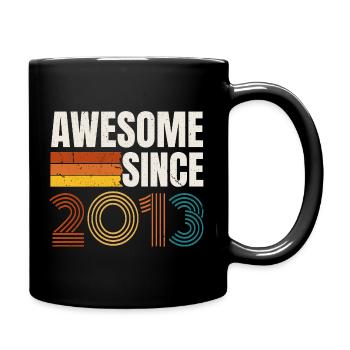 Awesome Since 2013 Retro Vintage Birthday - Full Colour Mug - black - Right