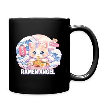 Japon Cat Ramen Nouilles Motif Vague Rétro - Mug uni - noir - Droite