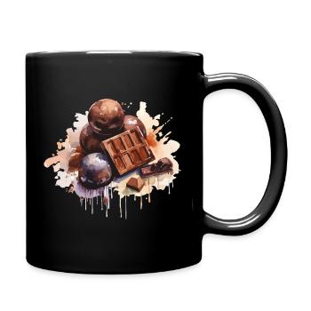 Schokolade Aquarellkunst  - Tasse einfarbig - Schwarz - Rechts