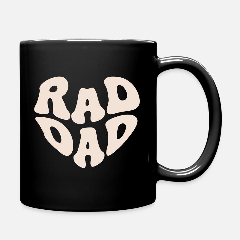 Retro Rad Dad Heart - Cool Father (Custom Color) - Full Colour Mug - black