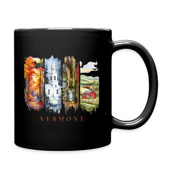 Voyage dans le Vermont – Feuillage d’automne et vie à la ferme - Mug uni - noir - Droite