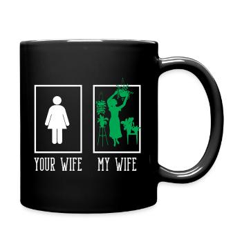 Deine Frau Meine Frau Pflanzenliebhaberin Pflanzen - Tasse einfarbig - Schwarz - Rechts