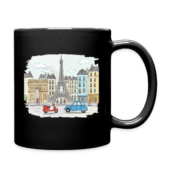 Pariser Stadtsilhouette Eiffelturm Cartoon-Kunst - Tasse einfarbig - Schwarz - Rechts