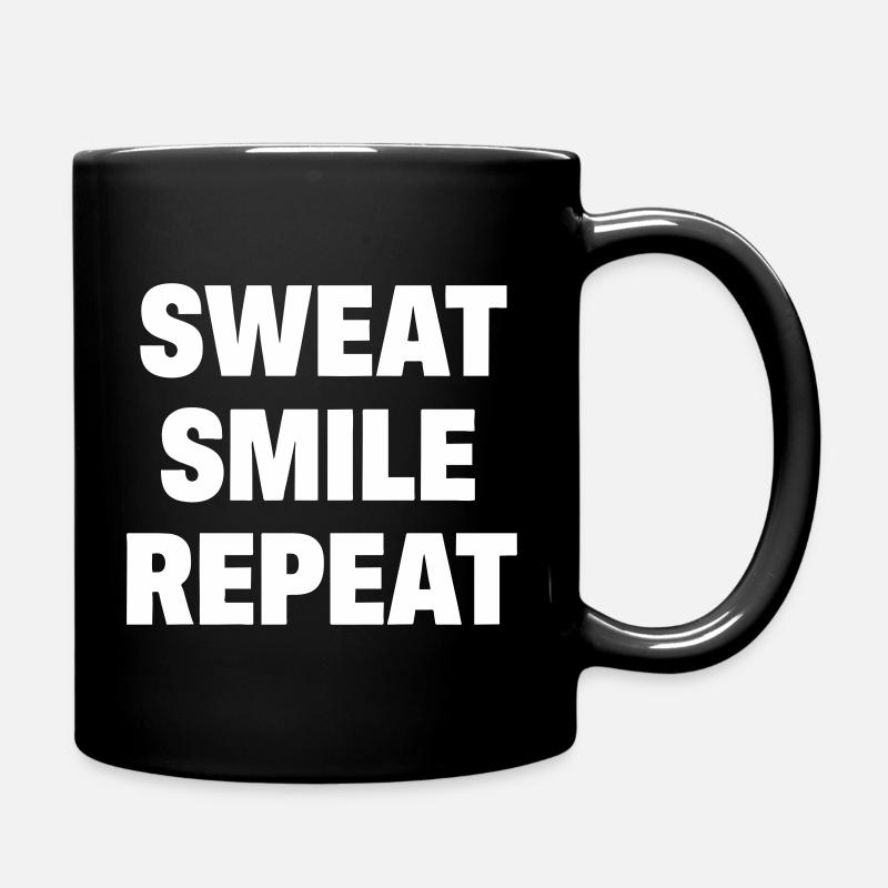 Sweat Smile Repeat - Full Colour Mug - black