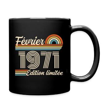 Born in February 1971 | 55th Anniversary - Full Colour Mug - black - Right
