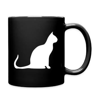 Katze Silhouette Minimal Design Cat Lover - Full Colour Mug - black - Right