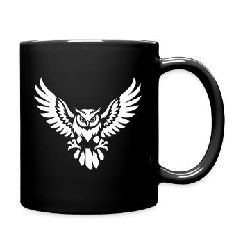 Angriffslustige Eule im Flug - Tasse einfarbig - Schwarz - Rechts
