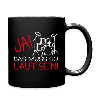 Batterie : Musicien drôle - Mug uni - noir - Droite