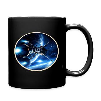 The Comet - Retro Space Emblem – 8-Bit Starship - Full Colour Mug - black - Right