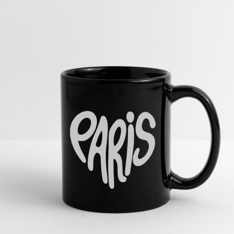 Paris Graffiti Script Logo Heart Shaped Full Colour Mug