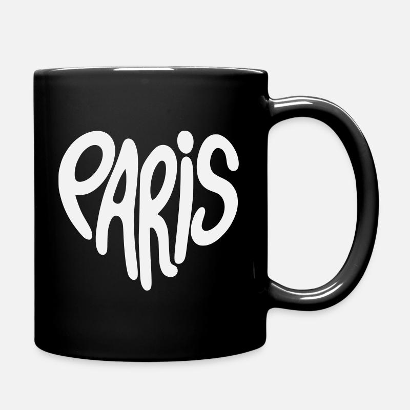 Paris Graffiti Script Logo Heart Shaped - Full Colour Mug - black