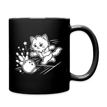Bowling Kawaii Katze - Tasse einfarbig - Schwarz - Rechts
