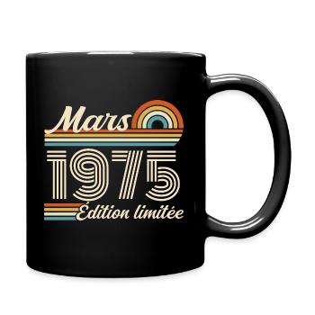 51. Geburtstagsgeschenk – Geboren im März 1975 - Tasse einfarbig - Schwarz - Rechts