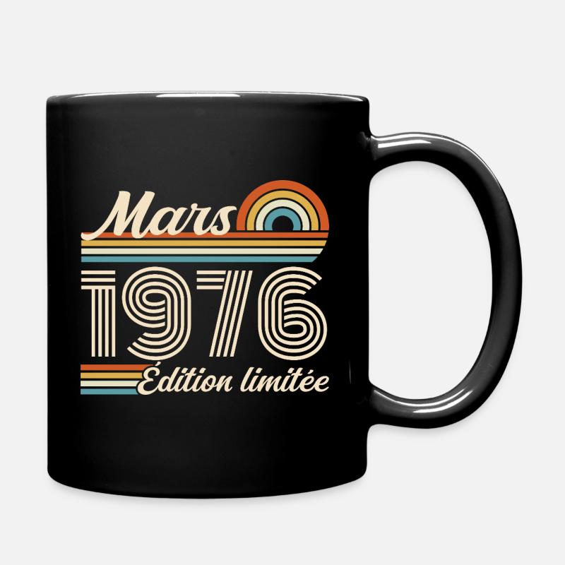 50th Birthday Gift - Born in March 1976 - Full Colour Mug - black