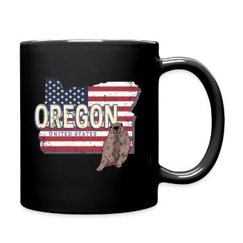 Oregon Vereinigte Staaten Retro Landkarte Souvenir - Tasse einfarbig - Schwarz - Rechts