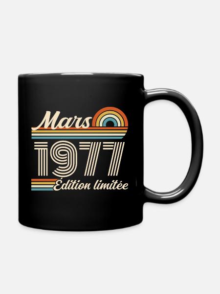 49th Birthday Gift - Born in March 1977 - Full Colour Mug - black