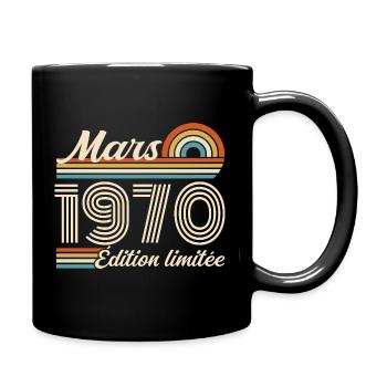 56e Cadeau d’anniversaire - Né en mars 1970 - Mug uni - noir - Droite