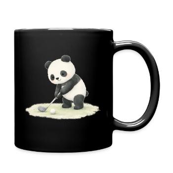 Panda spielt Golf Illustration  - Tasse einfarbig - Schwarz - Rechts