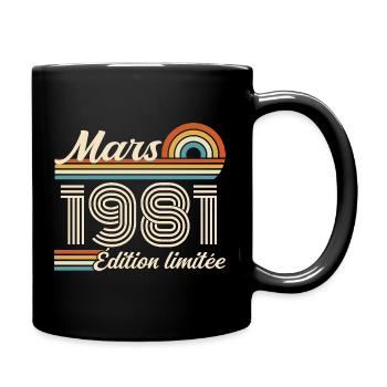 45e Cadeau d’anniversaire - Né en mars 1981 - Mug uni - noir - Droite