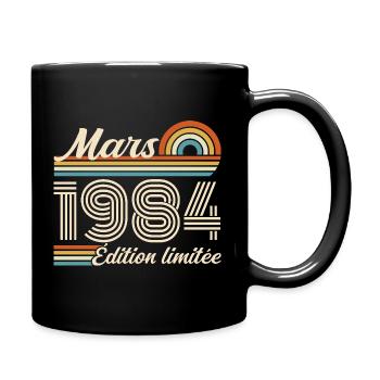 42. Geburtstagsgeschenk – Geboren im März 1984 - Tasse einfarbig - Schwarz - Rechts