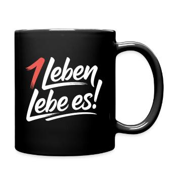 Achtsam leben - Tasse einfarbig - Schwarz - Rechts
