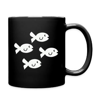 Four Friendly Little Fish - Full Colour Mug - black - Right