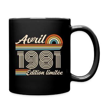 April 1981 Retro Geburtstag 1981 April 1981 - Tasse einfarbig - Schwarz - Rechts