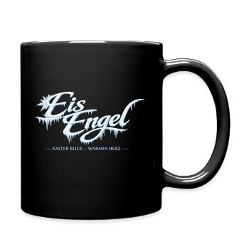 Eisengel: Kalter Blick, Warmes Herz - Tasse einfarbig - Schwarz - Rechts
