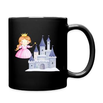 Princess in front of snow castle - Full Colour Mug - black - Right