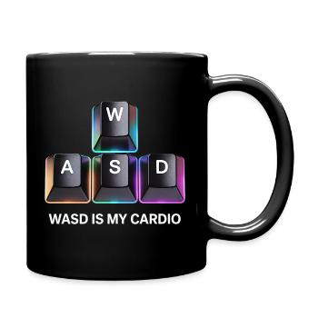 Lustiges Gaming Keyboard WASD mein Cardio Gamer - Tasse einfarbig - Schwarz - Rechts