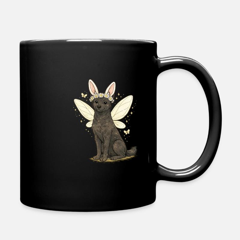 Wolkenflügel Fee Hund mit Blumenkrone Aleu Kelpie - Tasse einfarbig - Schwarz