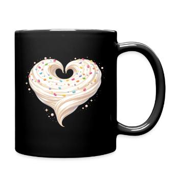 Cream Heart Baking Sweet Design - Full Colour Mug - black - Right