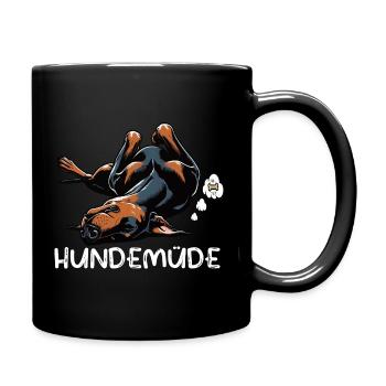 Hundemüde Dobermann Dobermannbesitzer Dobermänner - Tasse einfarbig - Schwarz - Rechts