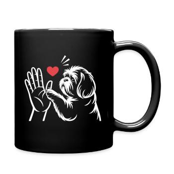 Hund High Five Shirt Lustig Hundeliebe - Tasse einfarbig - Schwarz - Rechts