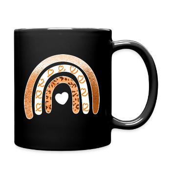 Leopard-Regenbogenherz-Arc - Tasse einfarbig - Schwarz - Rechts