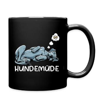 Hundemüde Deutsche Dogge Doggen Doggenbesitzer  - Tasse einfarbig - Schwarz - Rechts
