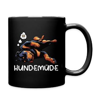 Hundemüde Rottweiler Rottweilerbesitzer Rottie - Tasse einfarbig - Schwarz - Rechts
