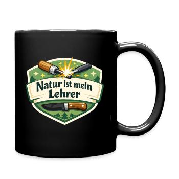 Natur ist mein Lehrer – Waldbadge - Tasse einfarbig - Schwarz - Rechts
