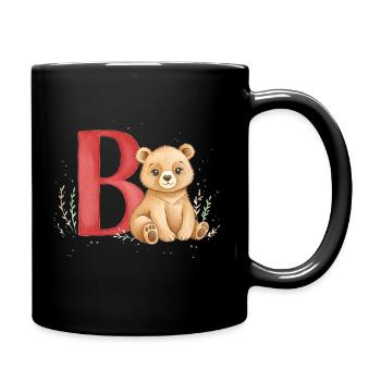 Bär und Buchstabe B Kindermotiv - Tasse einfarbig - Schwarz - Rechts